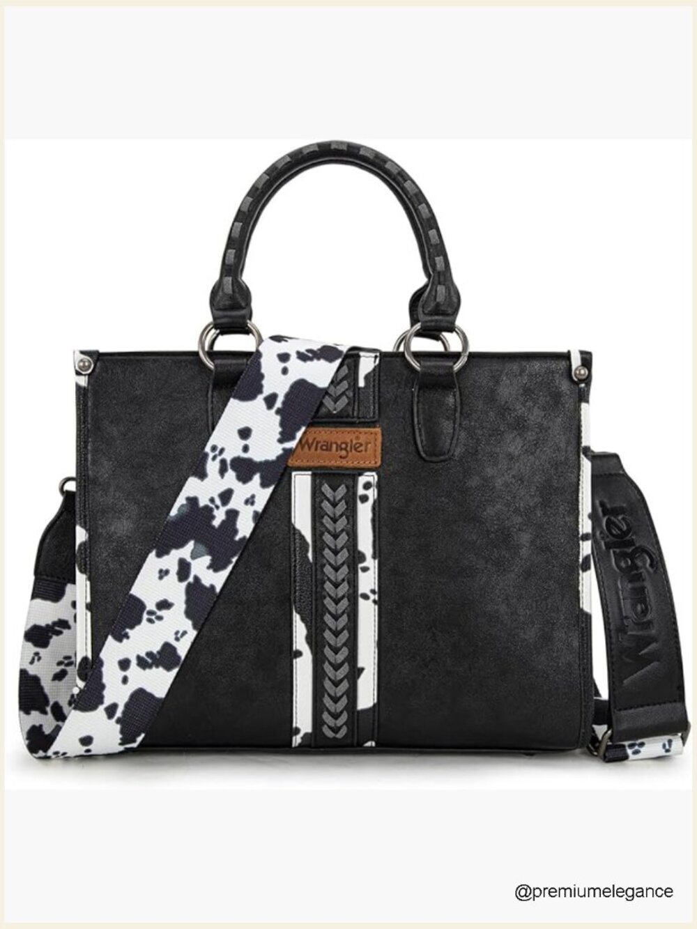 Wrangler Cow Print Tote Satchel Handbag Vegan Leather Crossbody Purse